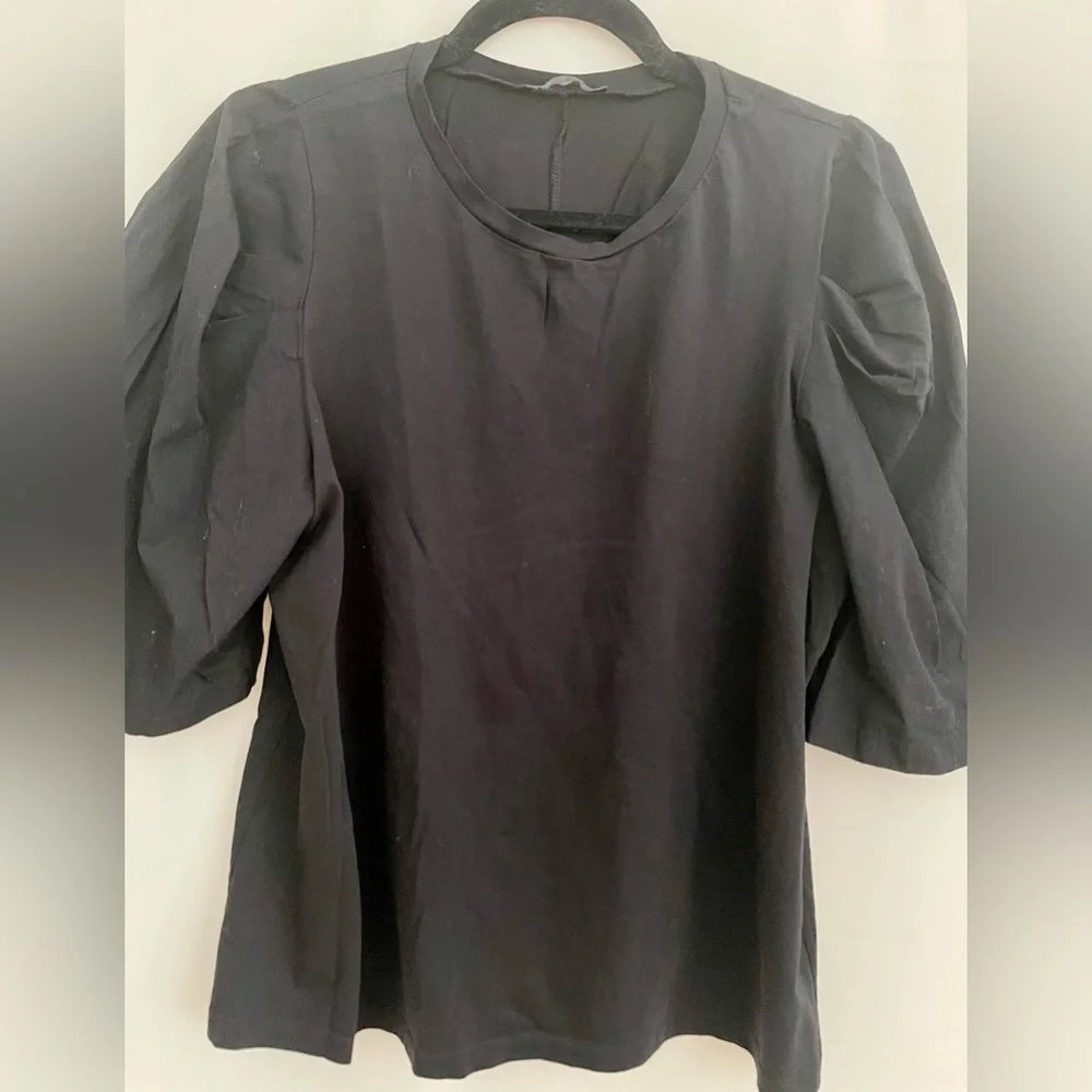 ZARA Black Puffed Sleeves Top - Picture 2 of 5